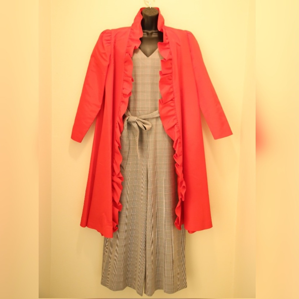 Vintage : Caron Chicago Red Ruffled Duster